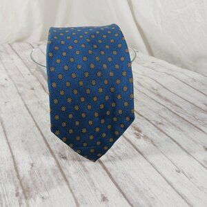 Christian Dior Men's Silk Necktie Navy Blue w/Mini Olive Green Medallions 58x3"